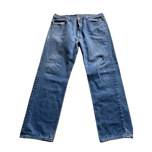 Levis 501XX Blue Denim Jeans L34 W42 Button Fly 100% Cotton Made In USA - Picture 1 of 11